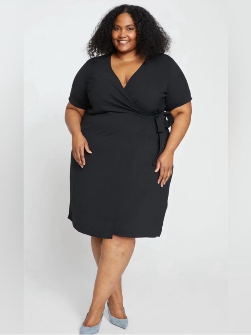 Universal Standard Black Wrap Dress with Side Tie